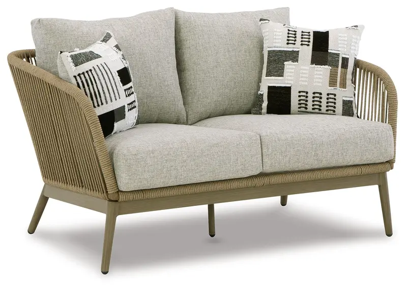 Swiss Valley Beige Fabric Loveseat With Removable Cushions 1