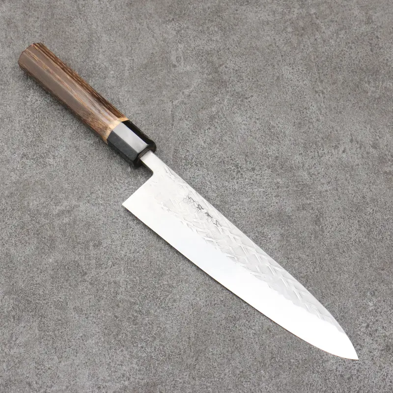 Tadafusa Forged Sld Steel Gyuto Chef Knife – 210Mm Hammered Blade, Burnt Walnut Handle 1