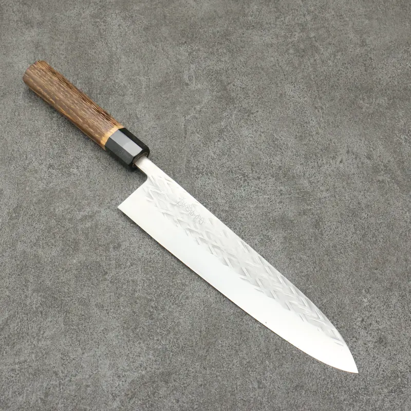 Tadafusa Forged Sld Steel Gyuto Chef Knife – 240Mm Hammered Blade, Burnt Walnut Handle 1