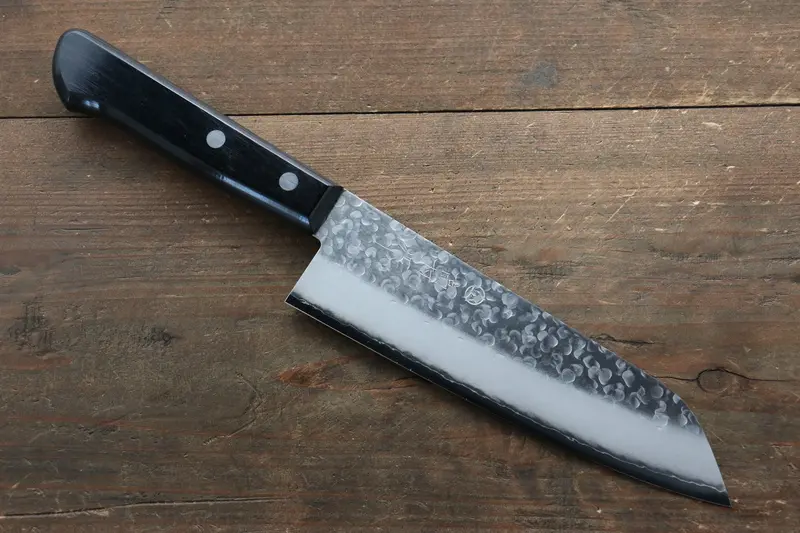 Takamura Chromax Hammered Santoku – 170Mm With Black Pakka Wood Handle 1