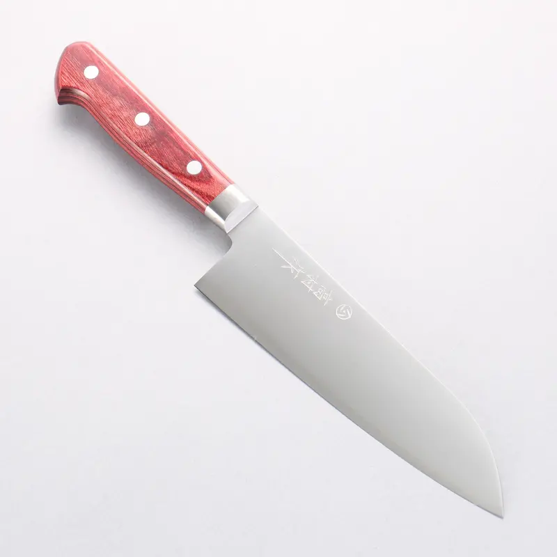 Takamura Sg2 Hammered Santoku – 170Mm With Red Pakka Wood Handle 1
