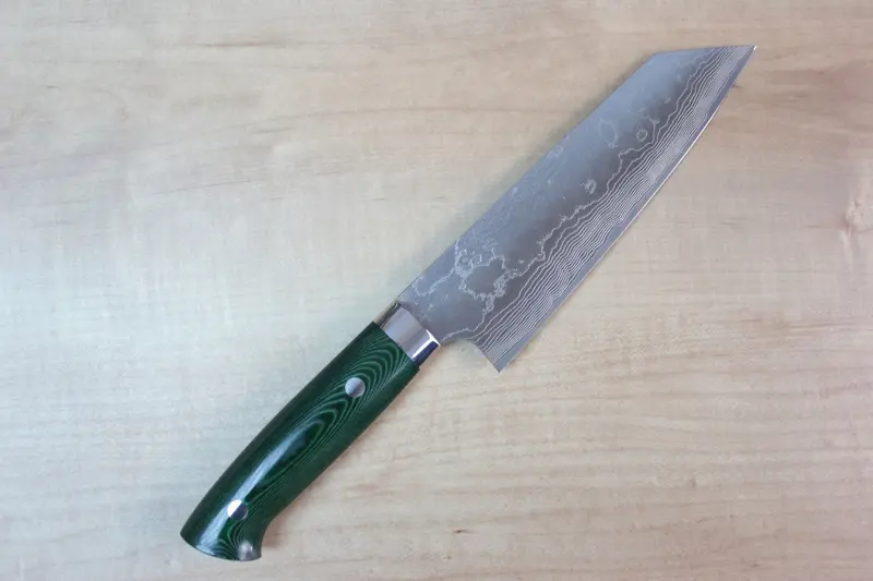 Takeshi Saji Bunka 175Mm – Vg-10 Custom Damascus Blade With Green Linen Micarta Handle (Wild Series) 1
