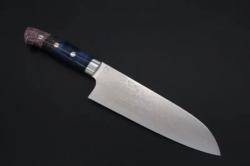 Takeshi Saji Summit Limited Edition Smt-1113 Vg-10W Golden-Rainbow Damascus Santoku Knife – 180Mm 1