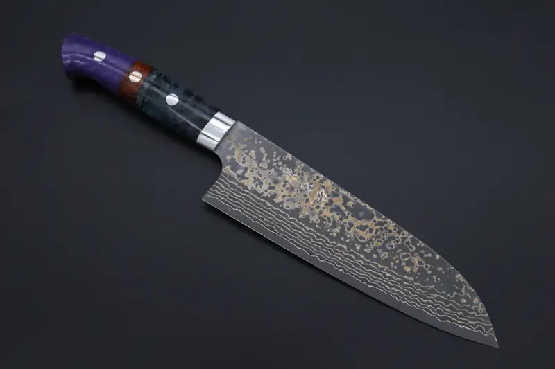 Takeshi Saji Summit Limited Edition Smt-1148 Vg-10W Golden-Rainbow Damascus Santoku Knife – 180Mm (7") 1