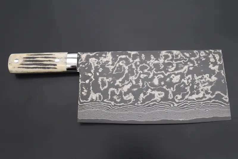 Takeshi Saji Vg-10 Damascus Chinese Cleaver – Stag Bone Handle 1