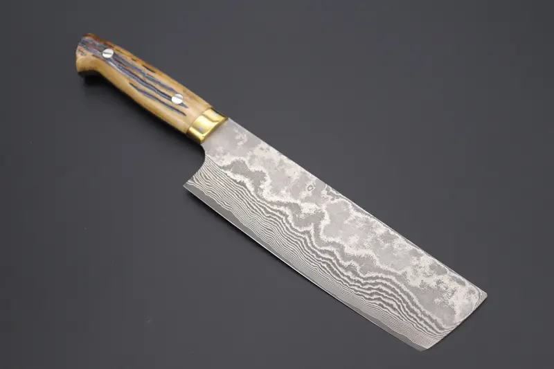 Takeshi Saji Vg-10 Damascus Nakiri – 165Mm, Stag Bone Handle 1