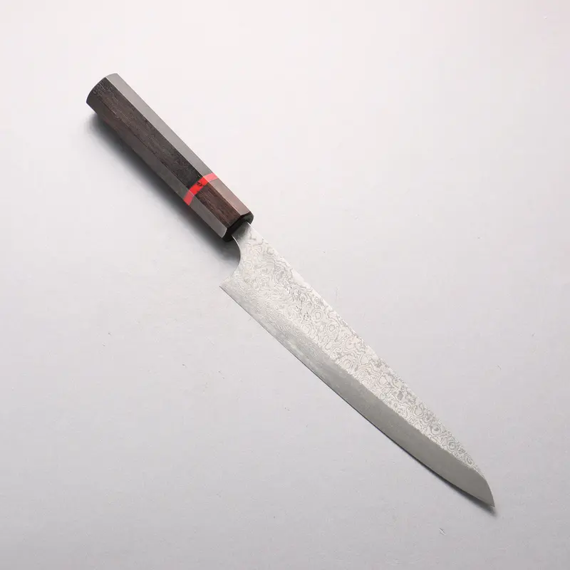 Takumi Ikeda Suikyou Vg10 Damascus Sujihiki – 210Mm With Ebony Handle And Red Turquoise Ring Accent 1