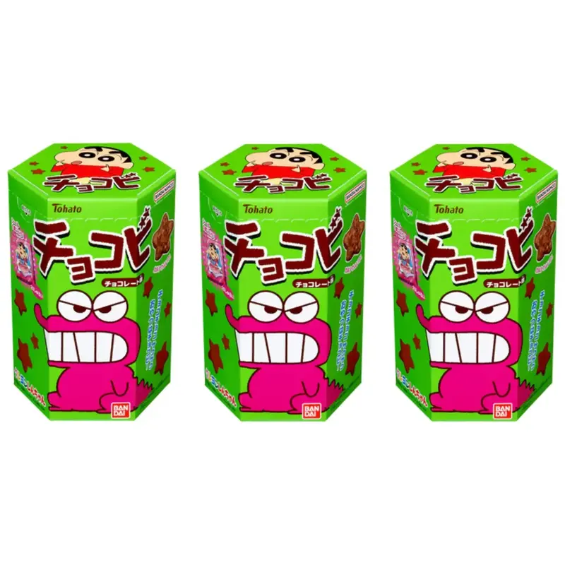 Tohato Chocobi Star-Shaped Chocolate Corn Puffs With Shin-Chan Sticker – 25G (3-Pack) 1