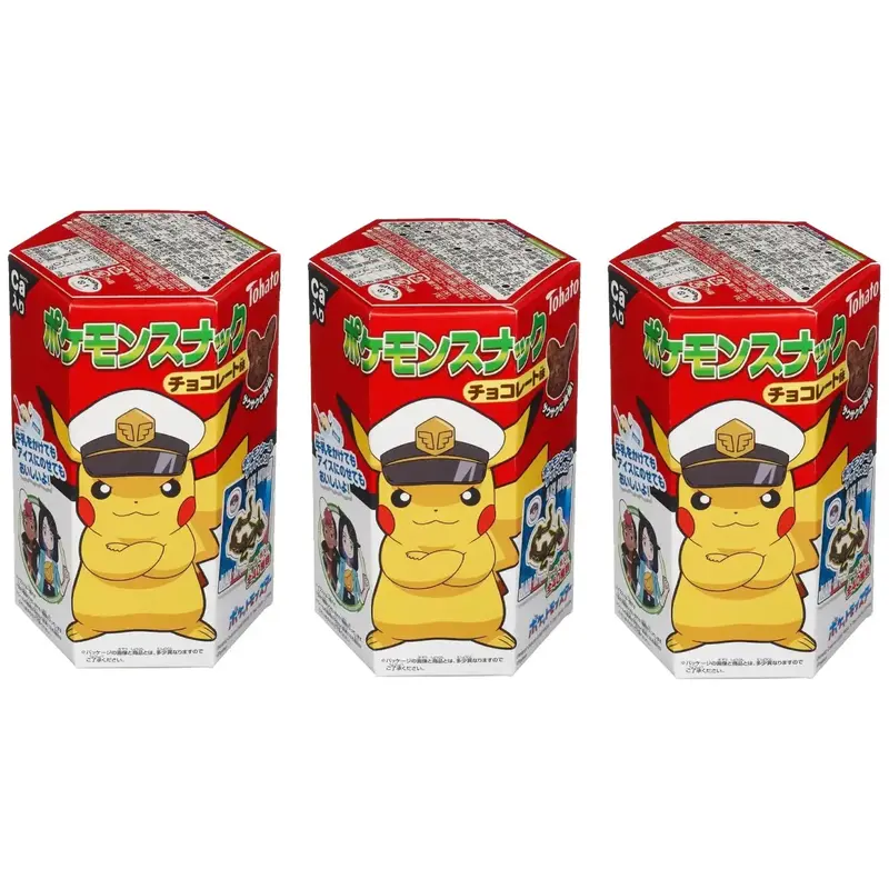Tohato Pikachu Corn Puffs: Chocolate-Coated Pokémon Snack With Sticker (23G × 3) 1