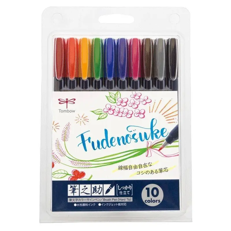 Tombow Fudenosuke Brush Pen Set – 10-Color Dual-Tip Art Markers 1