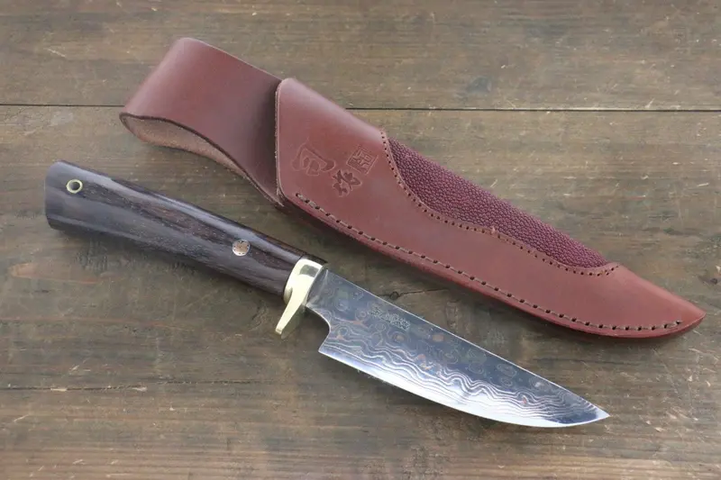 Tsukasa Hinoura 135Mm Blue Steel No.2 Colored Damascus Japanese Chef Hunter Knife 1