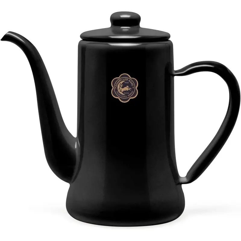 Tsuki Usagi Enamel Slim Drip Coffee Pot – 1.2L Black Design 1