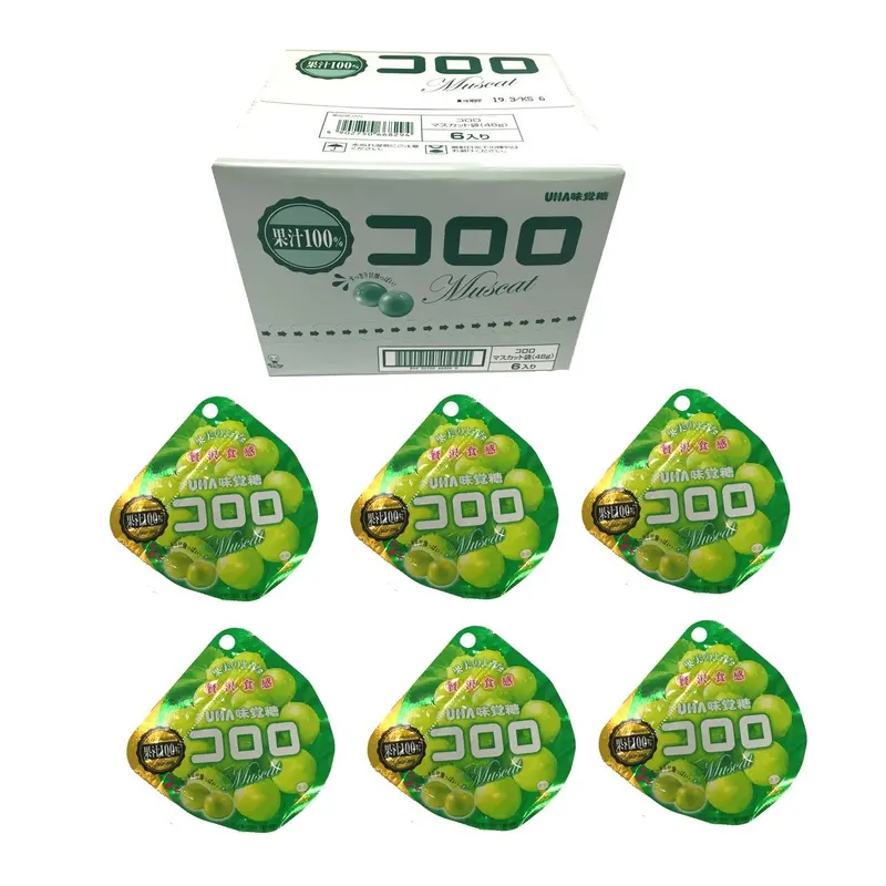 Uha Mikakuto Kororo White Muscat Gummies – Juicy Grape Flavor, 48G × 6 1
