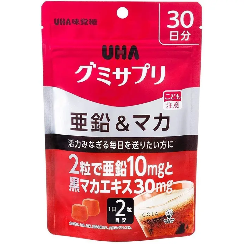 Uha Mikakuto Zinc & Maca Gummies – Cola-Flavored Daily Wellness Supplement, 60 Pieces 1