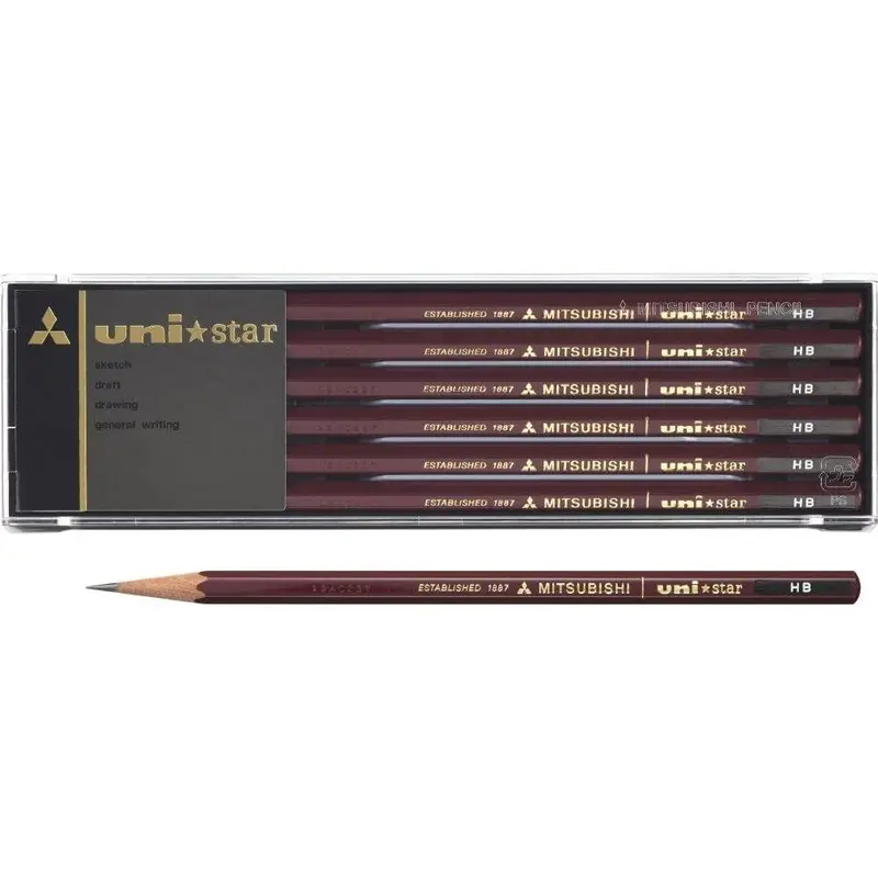 Uni Mitsubishi Star Pencil Set – Smooth-Writing Japanese Graphite Pencils, Hb, 12 Units 1