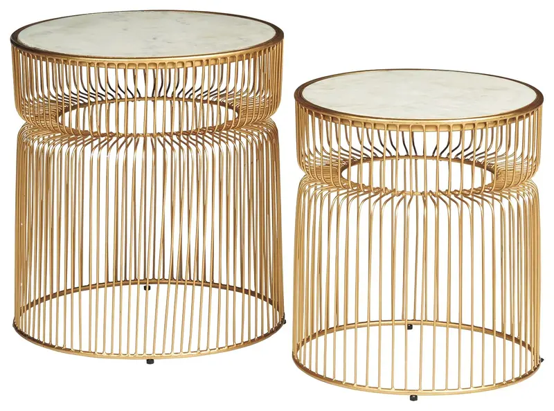 Vernway White And Gold-Finished Accent Table Duo 1