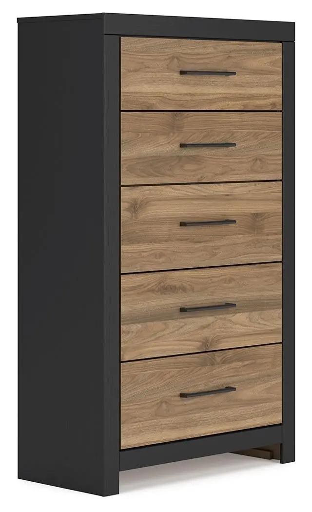 Vertani Black And Honey Brown Five-Drawer Chest 1
