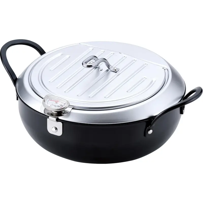 Wahei Freiz Induction-Compatible Deep Fryer Pot – 20Cm With Drain Rack & Lid 1
