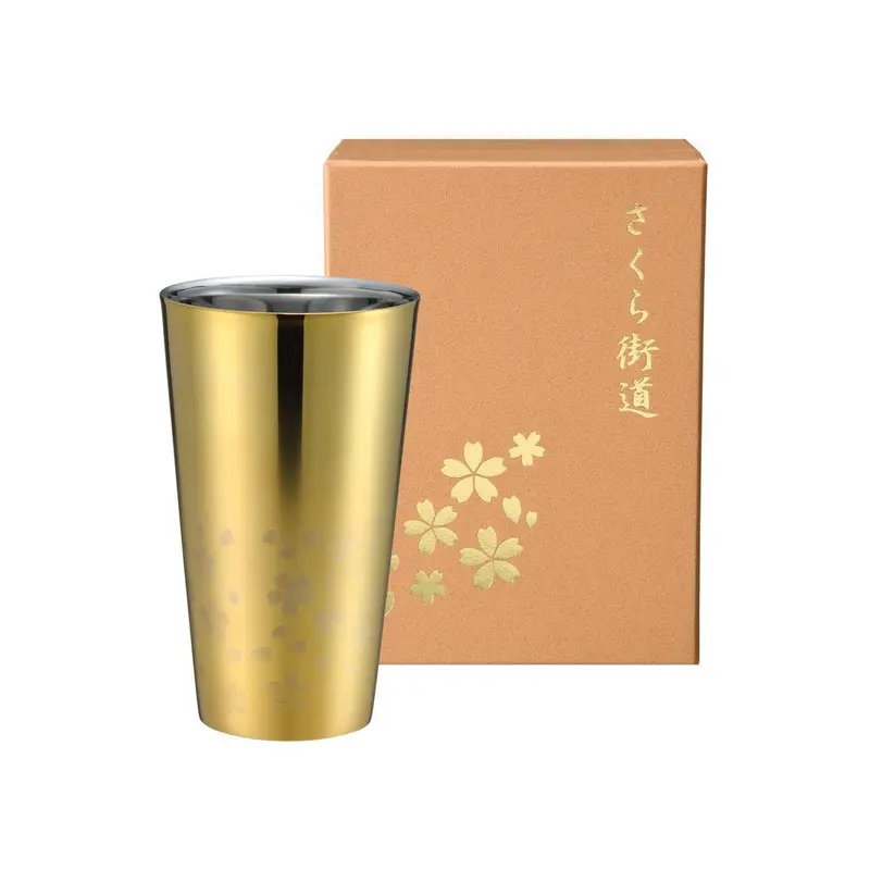 Wahei Freiz Sakura-Print Double-Wall Gold Tumbler 1