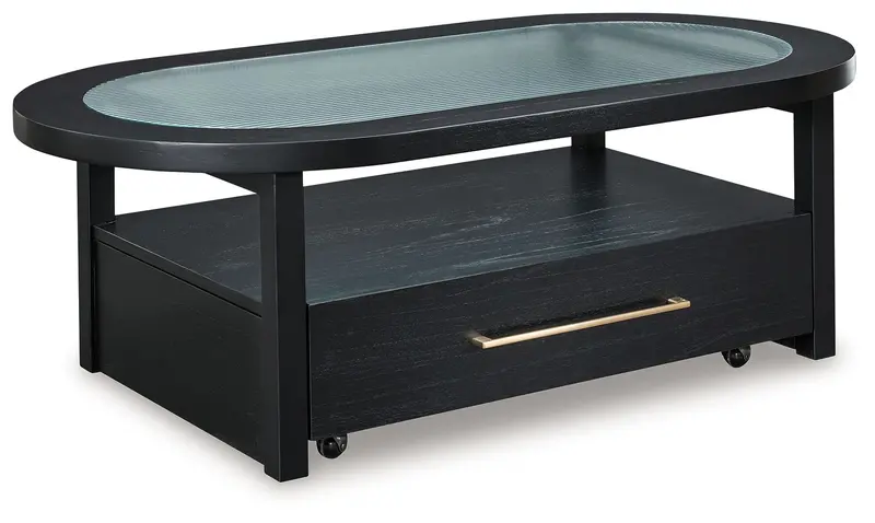 Winbardi Black Oval Cocktail Table – Modern Living Room Centerpiece 1