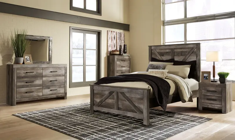 Wynnlow Crossbuck Panel Bedroom Set – Farmhouse-Inspired 4-Piece Collection 1