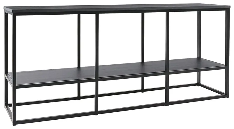 Yarlow Black Extra-Large Open-Shelf Tv Stand – Media Console With Display Space 1
