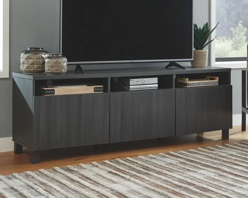 Yarlow Black Extra-Large Tv Stand With Media Storage And Ventilation 1