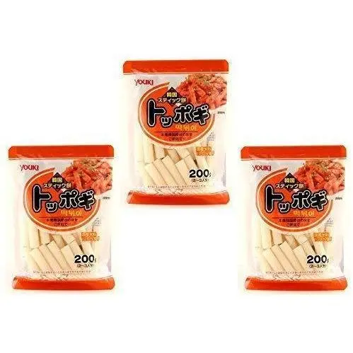 Youki Toppogi Korean Rice Cake Sticks – Chewy Snack Treat (3-Pack) 1