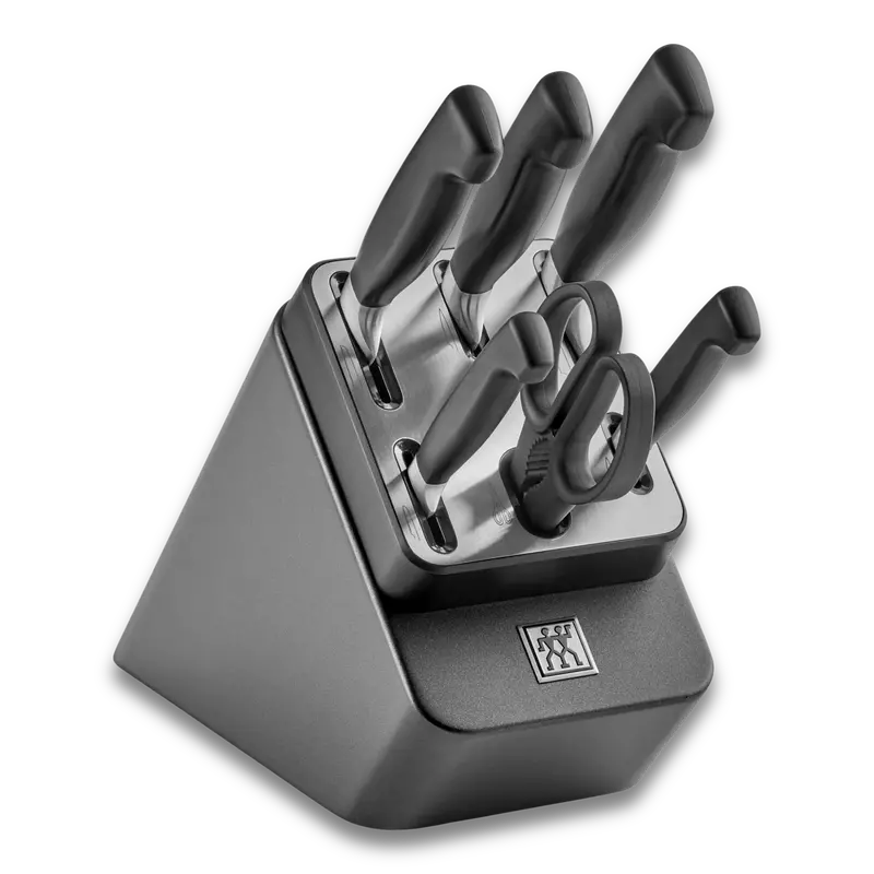 Zwilling 7-Piece German-Made Knife Set With Built-In Sharpener – Anthracite Block Design 1