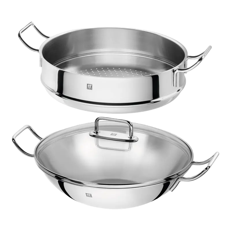 Zwilling Plus 3-Piece Stainless Steel Wok Set With Steamer And Lid 1