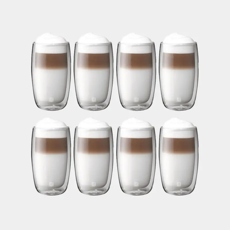 Zwilling Sorrento 8-Piece Latte Glass Value Pack – Clear Double-Wall 1