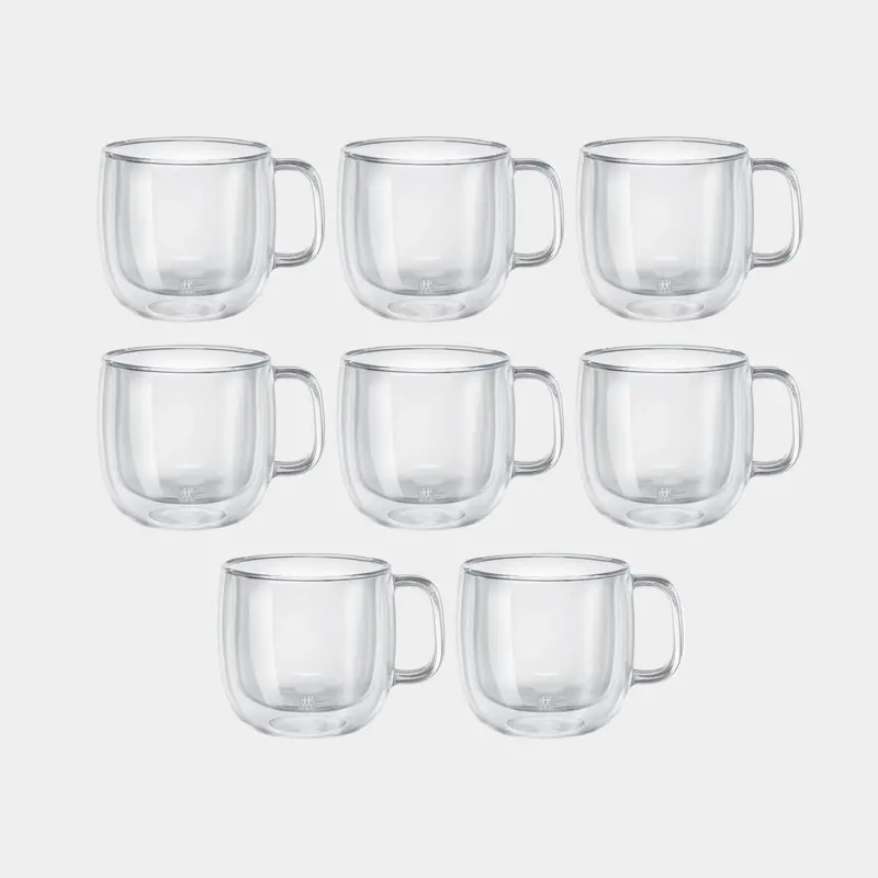 Zwilling Sorrento Plus 8-Piece Cappuccino Mug Value Pack – Clear Glass 1